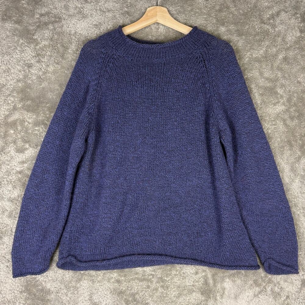 American South Side Alpaca Wool Peru Purple Knit Sweater Roll Neck L XL